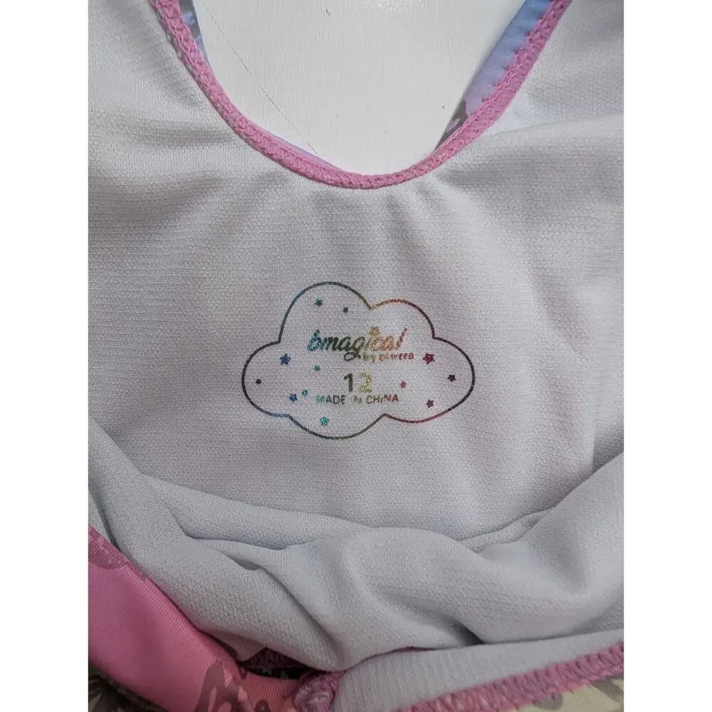 Bmagical By Btween Swimsuit Girls Size 12 Mermaid Butterfly Rainbow Gold